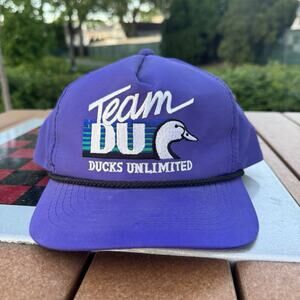 Vintage Ducks Unlimited Purple Cap Hat Snapback Hunting Team DU Youngan